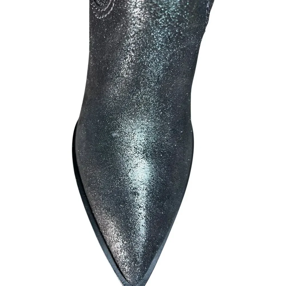 Larroude Louise Boots in Shine Graphite Metallic Suede Leather Size 8.5 - Picture 8 of 8